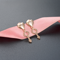 wholesale S925 silver minimalist asymmetric triangle circle earrings, Japanese-style geometric small earrings G7266-S925 Silver Earrings 925 Silver