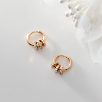 wholesale S925 Silver Plated Gold Cross Earrings for Women, Fashion Diamond-Studded Earrings, Light Luxury, Dongdaemun Wholesale-Stud Earrings with Plastic Earplugs 925 Silver