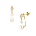 wholesale 9K Gold Natural Opal Ear Studs Simple Elegant Pearl Earrings Fashion Slimming Earrings for Women Detachable Two-Way Wear-0-0
