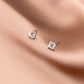 wholesale S925 Sterling Silver Earrings for Women, Korean-style Minimalist Geometric Hollow Square Diamond-studded Small Ear Accessories G6347-0-1