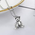 wholesale S925 Sterling Silver Hip-Hop Event Bear Pendant Necklace for Women, Trendy Internet-Famous Niche Design Mid-Long Layering Chain-0-1