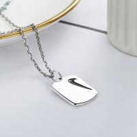 wholesale Sterling silver tick letter square plate sweater chain men's trendy pendant women's hip-hop disco personality versatile streetwear brand-YL105/45cm long chain + pendant 10.2g 925 silver