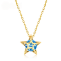 wholesale S925 silver plated with 9K gold, new smart blue spinel pentagram necklace, Japanese light luxury neck chain, internet-famous neck accessory-0-0