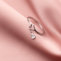 wholesale S925 silver Korean-style hollow-out sweet heart ring elegant water drop chain finger ring J3443-0-3