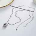 wholesale 925 Silver Medium-Length Sweater Chain with Rotatable Six-Syllable Mantra Lucky Necklace for Women, Trendy and Versatile Ins-Style Cool-0-0