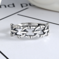 wholesale S925 Sterling Silver Women's Fashion Chain Link Ring, Unique Niche Accessory, Ins Trendy Vintage Thai Silver Jewelry-0-1