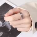 wholesale S925 Sterling Silver Women's Fashion Chain Link Ring, Unique Niche Accessory, Ins Trendy Vintage Thai Silver Jewelry-0-2