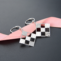 wholesale S925 Silver Korean Japanese Style Ins Fashion Minimalist Versatile Checkered Grid Ear Clips-Earrings 925 Silver