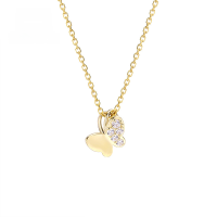 wholesale Metal material minimalist versatilestyle 9K butterfly collarbone chain new trendy Japanese style light luxurynecklace women fashion-Butterfly Zircon Pendant - Without Chain 9K