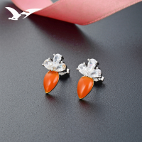 wholesale S925 Silver Enamel Vegetable Jewelry Trendy New Fashion Carrot Ear Studs Minimalist Earrings-Fashion earrings [without silver earrings] > [S925 silver]