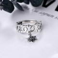 wholesale 925 Sterling Silver Adjustable Open Hexagram Crown Ring for Women, Ins Style Thai Silver Retro Unique Little Finger Small-0-1
