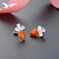 wholesale S925 Silver Enamel Vegetable Jewelry Trendy New Fashion Carrot Ear Studs Minimalist Earrings-0-3