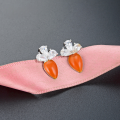 wholesale S925 Silver Enamel Vegetable Jewelry Trendy New Fashion Carrot Ear Studs Minimalist Earrings-0-1