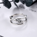 wholesale S925 Sterling Silver Korean Style Retro Knot Multi-Layer Fashion Versatile Light Luxury Thai Silver Adjustable Index Finger Ring-0-1
