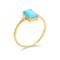 wholesale 9K gold ethnic-style square natural turquoise Japanese retro ring, Japanese-Korean minimalist elegant new design with interchangeable main stone-0-0