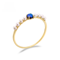 wholesale 9K Gold Japanese Chanel-style Fashion OL Natural Opal Pearl Ring for Women, Simple and Elegant-Natural Opal + Pearl Ring No. 12