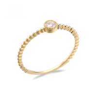 wholesale 9K Gold Minimalist and Delicate Thin Ring, Simple Moissanite Pearl-Edge Ring for Valentine's Day Proposal Gift-Simple Moissanite Ring Size 12