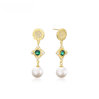 wholesale S925 Silver Zirconia Earrings for Women, Luxury Pearl Ear Drops, Fashion Crystal Jewelry, Dropshipping-Earrings with plastic earplugs 925 silver