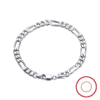 wholesale S925 Sterling Silver Curb Chain 5mm Millgrain Mother-Child Chain, Hip-Hop Unisex Wholesale-Width 3.3mm, 18K gold, length: 16.5cm, weight: 2.46g