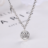 wholesale S925 Sterling Silver Letter M Pendant Necklace for Women, Ins Hip Hop Trendy Internet Famous Collarbone Chain, Minimalist Style Accessory, Colorfast Wholesale-YL111/approx. 7.38g 925 silver
