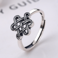 wholesale S925 Sterling Silver Chinese Knot Ring for Women, Fashion Minimalist Creative Peace Knot Adjustable Ring-YJ148/approx. 2g Adjustable opening