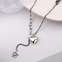 wholesale S925 Sterling Silver Overall Heart Necklace for Women, Ins Minimalist Style, Niche Design, Tassel Heart-shaped Collarbone Chain, Simple Jewelry-YL108/approx. 10.2g 925 silver
