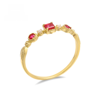 wholesale 9K gold light retro jewelry, ruby minimalist ring for women, ins-style elegant moissanite diamond new design-Ruby + Moissanite Slim Ring>Size 17