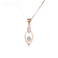 wholesale S925 Silver Korean Japanese Women's Minimalist Luxury Diamond Pendant Necklace, Teardrop Leaf Jewelry Source Factory-Single Pendant - Without Chain 925 Silver