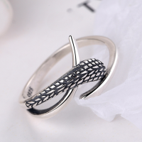 wholesale S925 Sterling Silver Women's Trendy Open Adjustable Wheat Design Ring Minimalist Ins Style Vintage Index Finger Ring-YJ149/approx. 2.18g>Adjustable opening