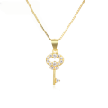 wholesale 925 Sterling Silver Women's Diamond-Embedded Key Necklace, Small Luxury Niche Design, Gold-Colored Zircon Pendant Collarbone Chain for Valentine's Day-0-0