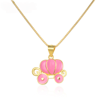 wholesale S925 Sterling Silver Creative Oil-Drip Pumpkin Carriage Pendant Necklace for Women, Amazon Cross-Border, Halloween Minimalist Style Collarbone Chain-Single Pendant - Without Chain 925 Silver