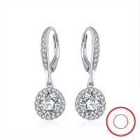 wholesale S925 Sterling Silver White Gold Hollow-out Diamond-inlaid Round Stud Earrings, Zircon Earrings-925 silver