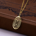 wholesale 9K gold Japanese autumn/winter new necklace collection, hollow geometric oval plain pendant, retro and versatile style-0-1