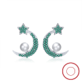 wholesale S925 sterling silver gold-plated ultra-sparkling zirconia drop earrings, manufacturer wholesale-0-135