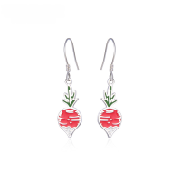 wholesale S925 Sterling Silver Korean Style Ladies' Creative Cute Radish Enamel Earrings Minimalist Versatile Jewelry Source Factory-Earrings with plastic earplugs 925 silver