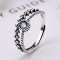 wholesale S925 Sterling Silver Korean Japanese Minimalist Versatile Vintage Antique Finish Zircon Energy Ring Adjustable Opening Fashion Statement Wholesale-0-0