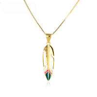 wholesale S925 Silver Japanese Korean Women's Vintage Creative Feather Enamel Pendant Necklace, Minimalist Versatile Accessory for Dropshipping-Single Pendant - Without Chain 925 Silver