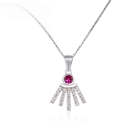 wholesale S925 Silver Korean Japanese Women's Necklace, Minimalist Versatile Pendant with Petal Crystal, Source Factory for Silver Jewelry-Single Pendant - Without Chain>925 Silver