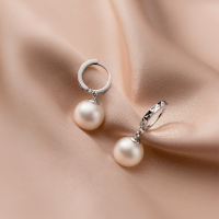 wholesale S925 Sterling Silver Nalan Simple Carved White Synthetic Pearl Short French Earring Jewelry E5522-S925 Silver Earrings 925 Silver