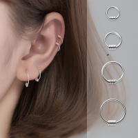 wholesale Sterling Silver Ear Hoops, Simple and Minimalist Style, Small Smooth Surface Spring Hoop, Viral Versatile Ear Cartilage Earrings E0707-S925 silver pair gold 925 silver 6MM