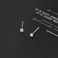 wholesale S925 Sterling Silver Korean-style Mini Square Ear Piercing Earrings for Women, Simple Diamond-studded Ear Accessories G2289-0-2