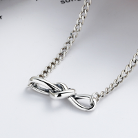 wholesale Metal material 925 silver square diamond necklace for women, Korean Thai silver versatile temperament trendy long pendant chain for sweaters, cool ins style-YL115/approx. 9.28g>925 silver