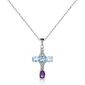 wholesale 925 Silver Pendant Necklace with Natural Gemstone Crystal Cross for European and American Women, Directly Supplied by the Manufacturer-0-13