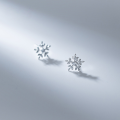 wholesale S925 Silver Christmas Series Fresh Snowflake Sweet Earrings Women Simple Diamond Inlaid Elegant Accessories E0104-1-0-0