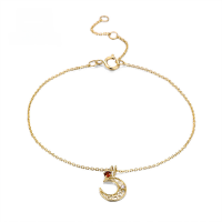 wholesale 9K Gold Japanese Jewelry Wholesale Minimalist Moon Red Garnet Bracelet Multi-Combination DIY Accessories-Moon Red Pomegranate Bracelet 9K