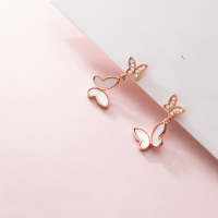 wholesale S925 Sterling Silver Earrings for Women, Korean Style Fresh and Elegant, Diamond-Inlaid, Sweet and Graceful Shell Insect Butterfly Earrings G7501-s925 silver earrings silver 925 silver