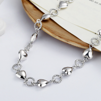 wholesale S925 Sterling Silver Vintage Weathered Heart-Shaped Necklace Women's Handmade Personalized Collarbone Chain-YL120/approx. 16.2g 925 silver