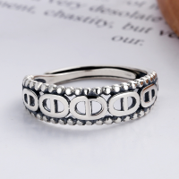 wholesale Sterling Silver Adjustable Open Initial Ring for Women, Ins Minimalist Vintage Pig Nose Design Index Finger Ring-YJ161/approx. 1.96g Adjustable opening