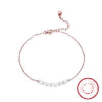 wholesale S925 Sterling Silver Cloud-Pull Anklet with Dull-Polished Beads and Turning Beads, Simple and Versatile, Cross-Border Wholesale Bestseller-Platinum: 21cm + 5cm (extension chain)  925 silver