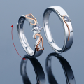 wholesale S925 Sterling Silver "Always With You" Two-Tone Adjustable Couple Rings for Him and Her, Birthday Valentine's Day Gift Jewelry-0-2